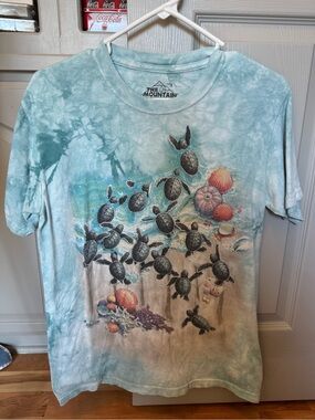 The Mountain Aqua Tie-Dye Sea Turtle Graphic Tee